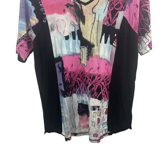 Parsley & Sage Abstract Art Print Short Sleeve Top Large Women’s Tunic Boho Y2K - Picture 5 of 9